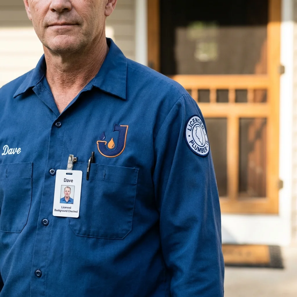 Licensed plumber showing ID badge in Royersford, PA