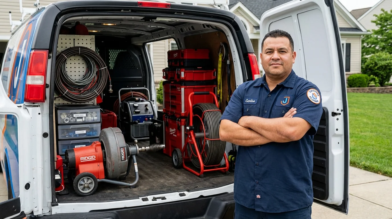 Professional drain cleaning equipment and Johns Plumbing LLC plumber in Royersford