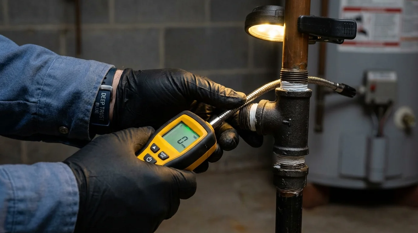 Gas leak detection with electronic sniffer by Johns Plumbing LLC in Royersford