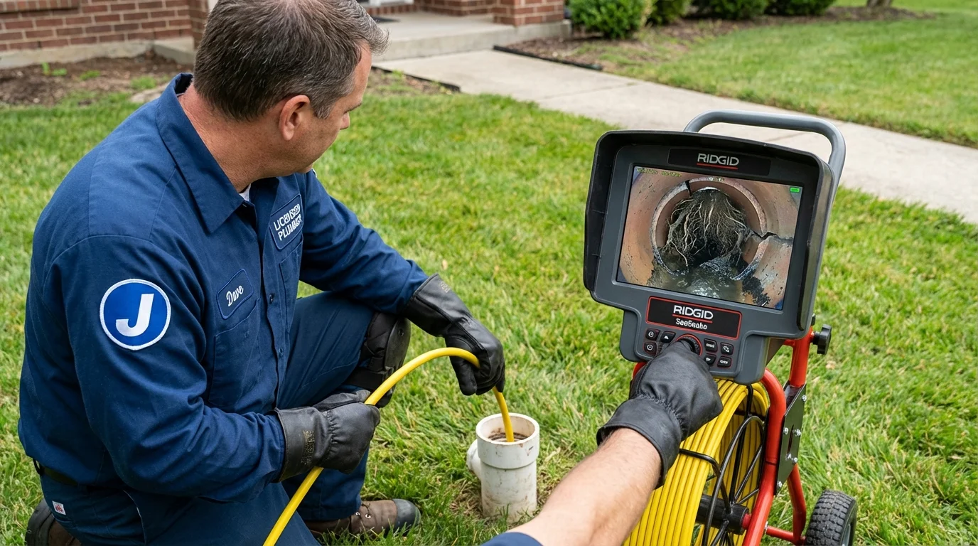 Sewer camera inspection being performed by Johns Plumbing LLC in Royersford